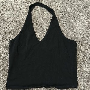 Black halter crop top